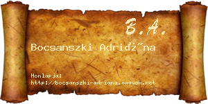 Bocsanszki Adriána névjegykártya